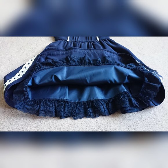 Liz Lisa - Navy Blue Crochet Detail and Lace Trim Sleeveless Dress - Picture 11 of 16